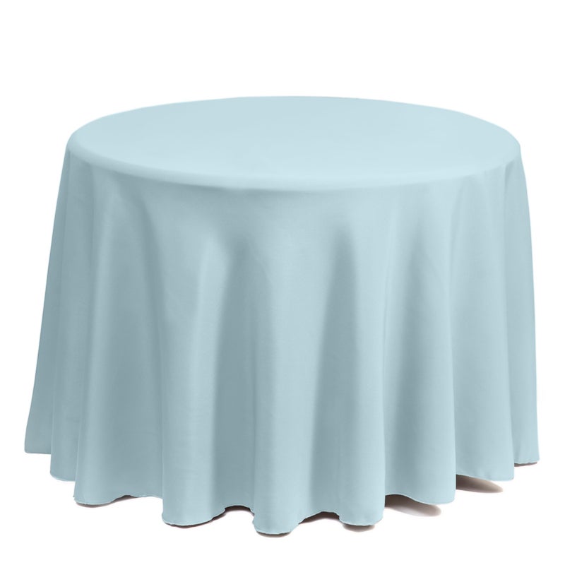 Gee Di Moda Round Tablecloth - 120 Inch Baby Blue Round Table Cloth for 60 to 96 Inch Round Tables - Heavy Duty Washable Fabric - for Buffet Table, Holiday Party, Dinner, Wedding & Baby Shower - Image 2